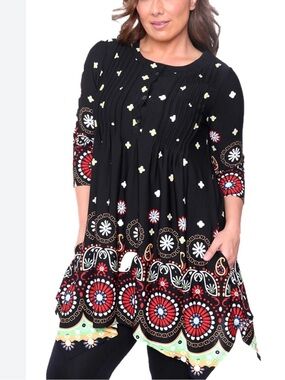 White Mark Lucy Colorful Handkerchief Hem Tunic